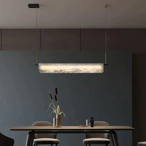 Modern Real Alabaster Chandelier, Linear Chandelier Over Dining Room Chandeliers Kevin Studio Inc