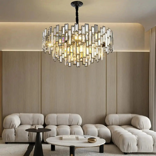 Modern Round Luxury K9 Crystal Chandelier for Dining Room Entryway Foyer - Arialamps