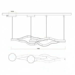 Modern Simple Aluminum Waving Chandelier - Arialamps