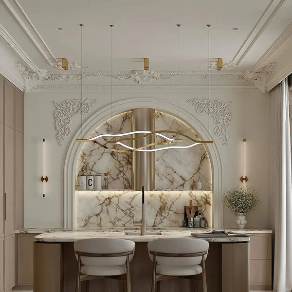 Modern Simple Aluminum Waving Chandelier - Arialamps