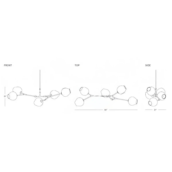 Modern Sputnik Smoky Gray/Amber Glass Branch Chandelier for Kitchen Island/Dining Room - Arialamps