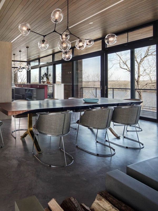 Modern Sputnik Smoky Gray/Amber Glass Branch Chandelier for Kitchen Island/Dining Room-Chandeliers-Arialamps