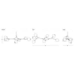 Modern Sputnik Smoky Gray/Amber Glass Branch Chandelier for Kitchen Island/Dining Room-Chandeliers-Arialamps