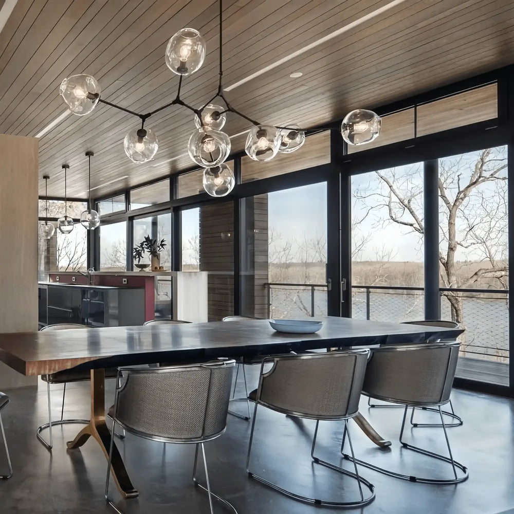 Modern Sputnik Smoky Gray/Amber Glass Branch Chandelier for Kitchen Island/Dining Room - Arialamps