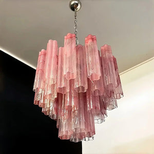 Murano Chandelier – 48 tubes – Alabaster Pink - Arialamps