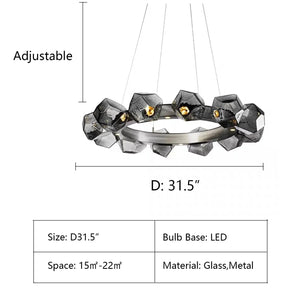 Nordic Minimalist Glass Circle Art Chandelier for Living/Dining Room/Bedroom - Arialamps