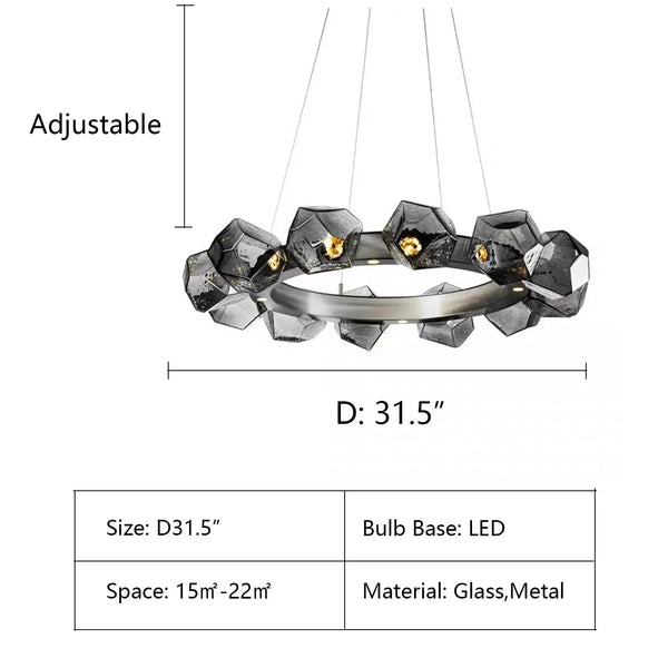 Nordic Minimalist Glass Circle Art Chandelier for Living/Dining Room/Bedroom - Arialamps