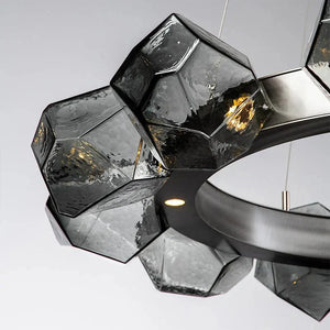 Nordic Minimalist Glass Circle Art Chandelier for Living/Dining Room/Bedroom - Arialamps