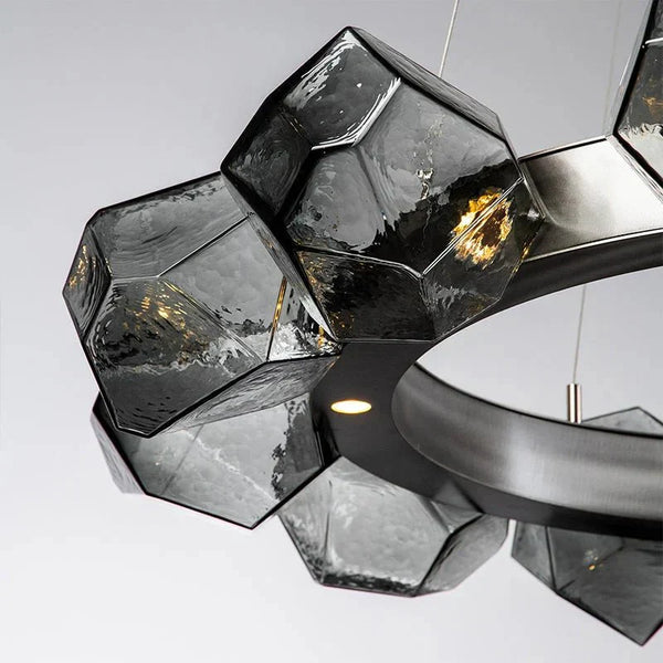 Nordic Minimalist Glass Circle Art Chandelier for Living/Dining Room/Bedroom - Arialamps