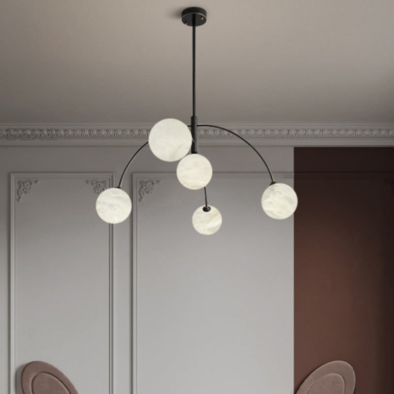 Nordic Postmodern Alabaster Arc Chandelier chandeliers for dining room,chandeliers for stairways,chandeliers for foyer,chandeliers for bedrooms,chandeliers for kitchen,chandeliers for living room Kevinstudiolives Black