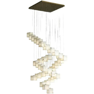 Olive Alabaster Cubic Round Pendant For Dining Table, Staircase Chandeliers Kevin Studio Inc