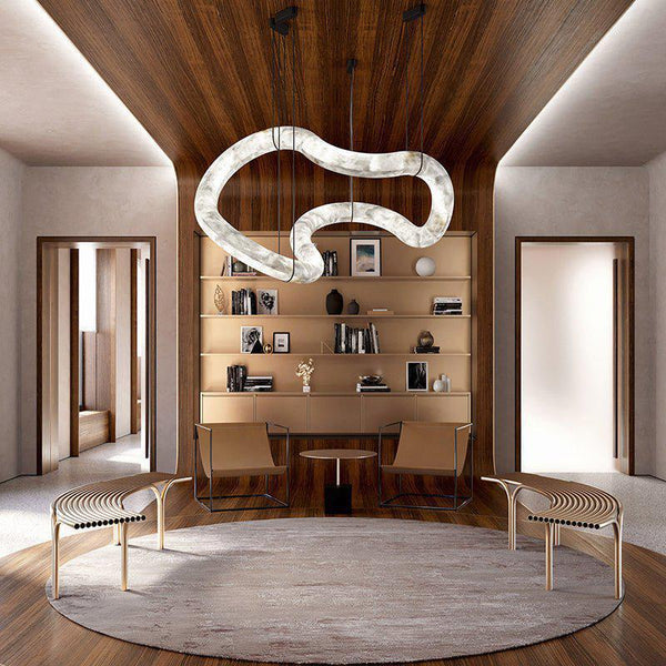 Oslo Infinity Symmetrical Entryway Alabaster Pendant Light-Arialamps