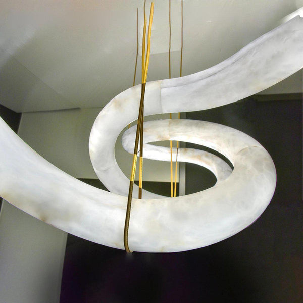 Oslo Infinity Symmetrical Entryway Alabaster Pendant Light-Arialamps