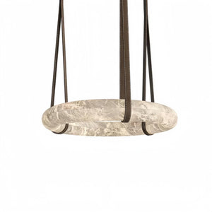 Oslo L1P Pendant Alabaster Chandelier, Halo Ring Chandelier With canopy Over Dining Table-Chandelier-19.7" D Single Ring-Arialamps