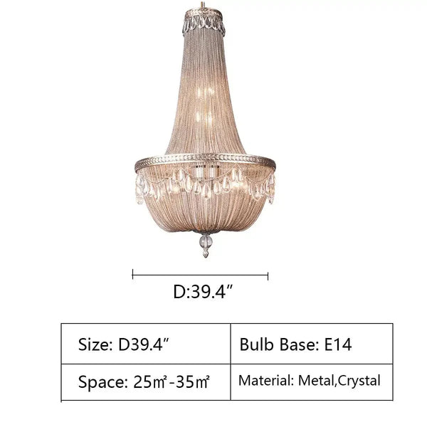 Oversize Modern Metal Art Luxury Crystal Chandelier for Duplex Hall/Staircase/Villa/Foyer - Arialamps
