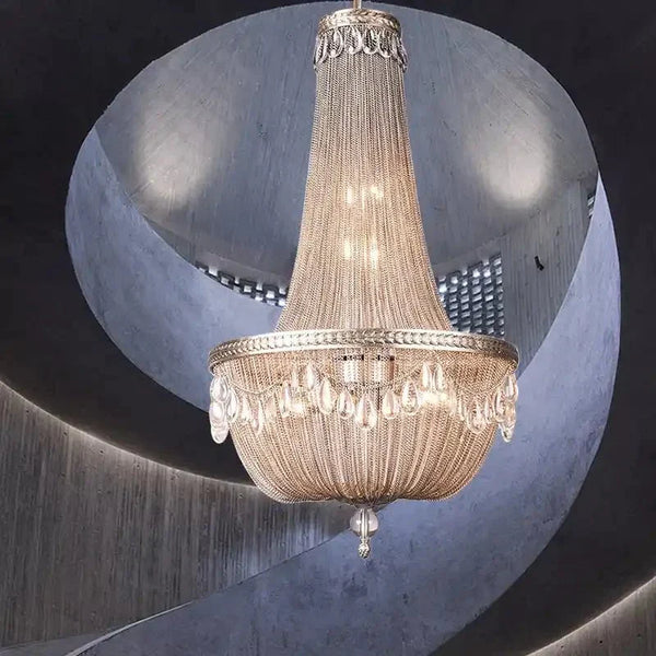 Oversize Modern Metal Art Luxury Crystal Chandelier for Duplex Hall/Staircase/Villa/Foyer - Arialamps