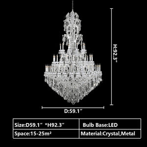 Oversized Luxury Traditional Gold/Chrome Candle Branch Crystal Chandelier for 2-story/Duplex Buildings-Chandeliers-Arialamps
