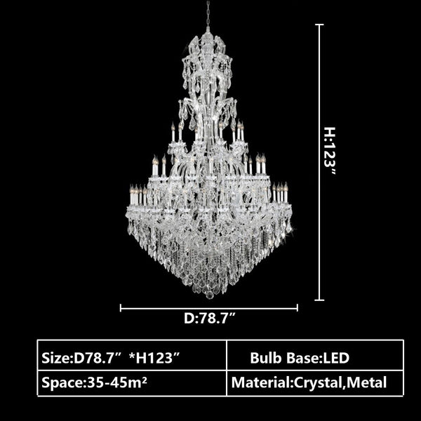 Oversized Luxury Traditional Gold/Chrome Candle Branch Crystal Chandelier for 2-story/Duplex Buildings-Chandeliers-Arialamps