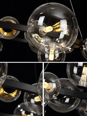 Oversized Nordic Black Iron Glass Bubble Collection Chandelier Suit for Living/Dining Room - Arialamps
