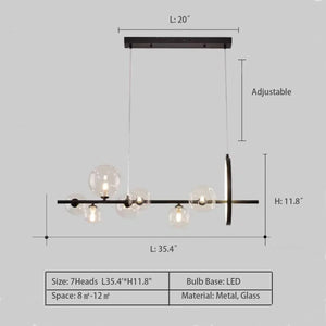 Oversized Nordic Black Iron Glass Bubble Collection Chandelier Suit for Living/Dining Room - Arialamps