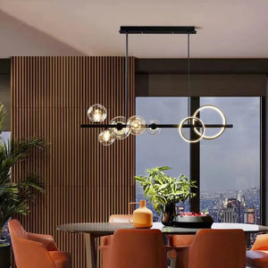 Oversized Nordic Black Iron Glass Bubble Collection Chandelier Suit for Living/Dining Room - Arialamps