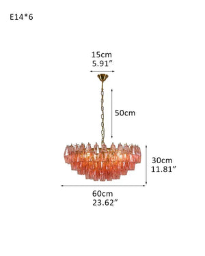 Modernist Chandelier ceiling brass satin frame decor for sitting room | Purple Blown Glass D60*H30CM D23.62"*H11.81" Pink American Vintage chandelier lamp