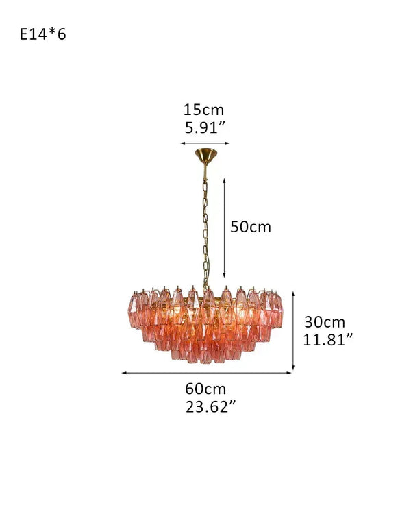 Modernist Chandelier ceiling brass satin frame decor for sitting room | Purple Blown Glass D60*H30CM D23.62"*H11.81" Pink American Vintage chandelier lamp