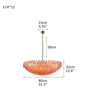 Modernist Chandelier ceiling brass satin frame decor for sitting room | Purple Blown Glass D80*H32CM D31.5"*H12.6" Pink American Vintage chandelier lamp
