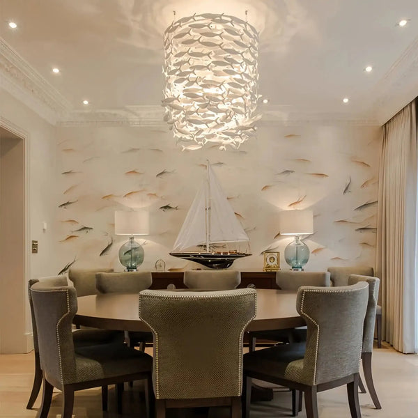 Porcelain Fish Shaped Dining Table Chandelier - Arialamps