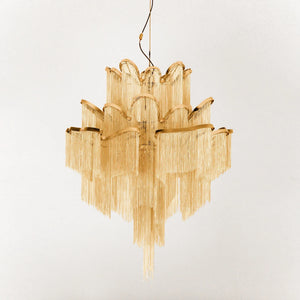 Post-Modern Extra Large Stainless Steel Long Tassel Chandelier