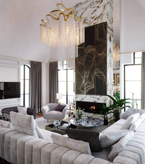 Post-Modern Extra Large Stainless Steel Long Tassel Chandelier
