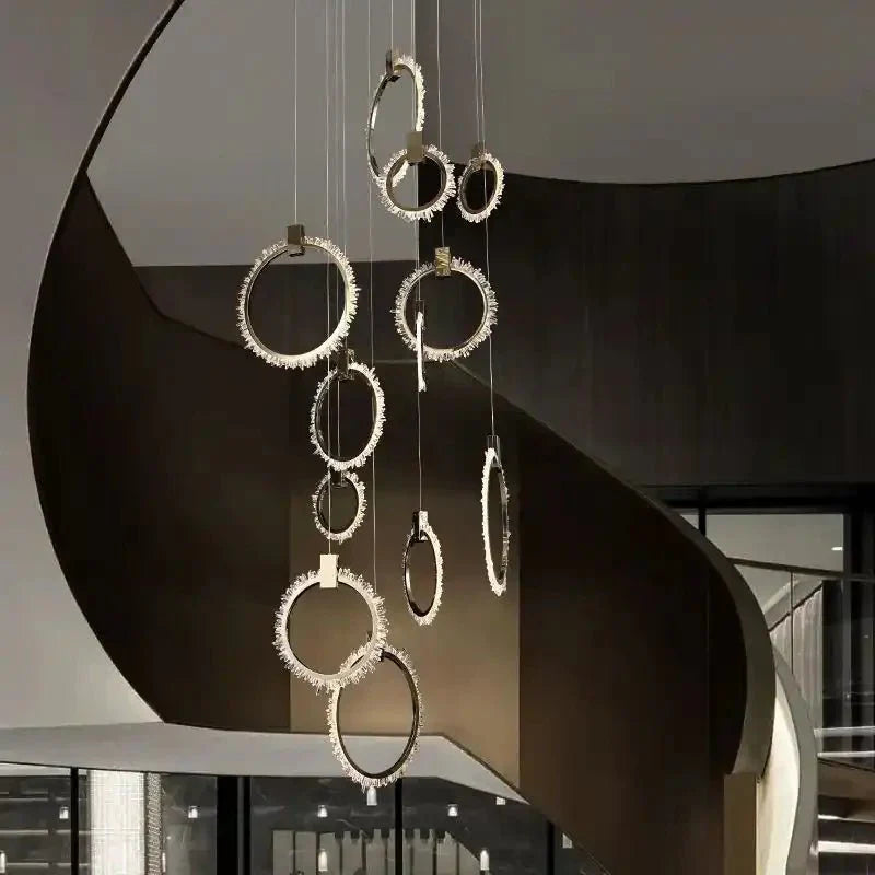 Primary Crystal 12 Rings Staircase Chandelier - Arialamps