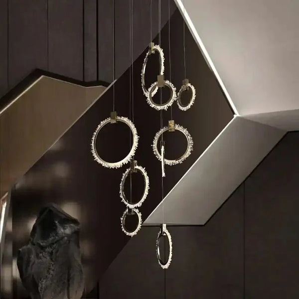 Primary Crystal 12 Rings Staircase Chandelier - Arialamps