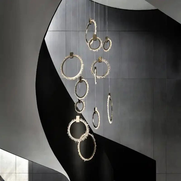 Primary Crystal 12 Rings Staircase Chandelier - Arialamps