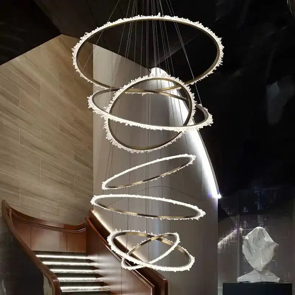 Primary Crystal Multi Rings Chandelier - Arialamps