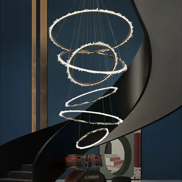 Primary Crystal Multi Rings Chandelier - Arialamps
