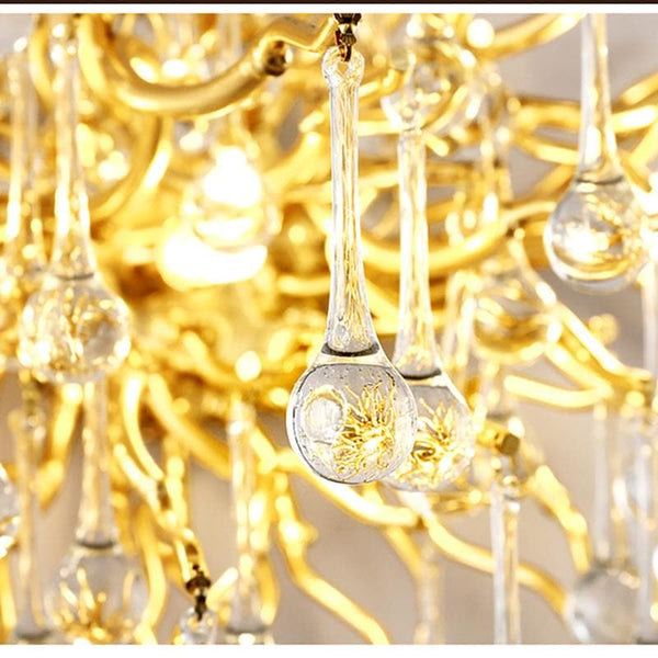 Rain Tree Crystal Teardrop Wall Sconce Gold Diameter 17"-Arialamps