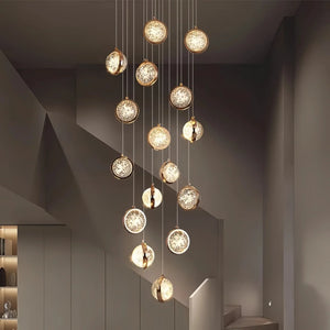 Reina Crystal Long Chandelier - Arialamps