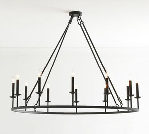 Remington Iron Round Ceiling-Mounted Chandelier (50")
