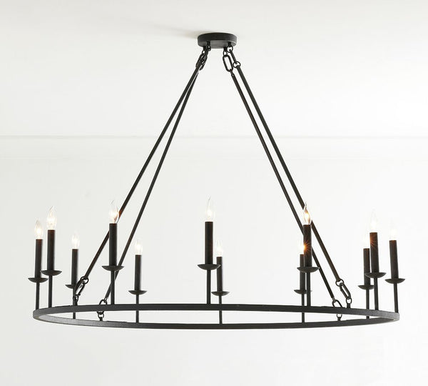 Remington Iron Round Ceiling-Mounted Chandelier (50")