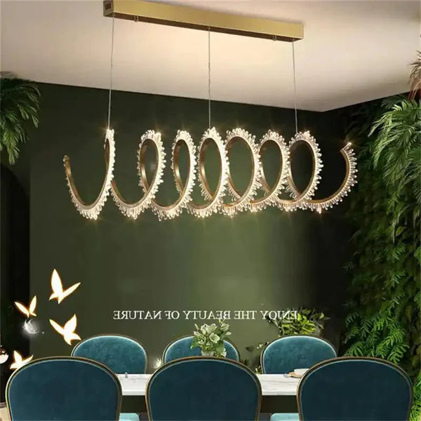 Rorie Modern Rock Crystal Spiral Chandelier, Island Chandelier - Arialamps