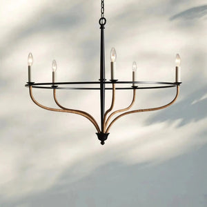 Rosalind Rattan Chandelier in Black - Arialamps