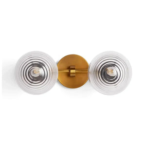 Sayre Linear Glass Globe Two Head Wall Sconce - Arialamps