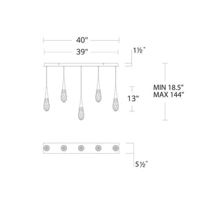Hellebore Linear LED Multi Pendant Light