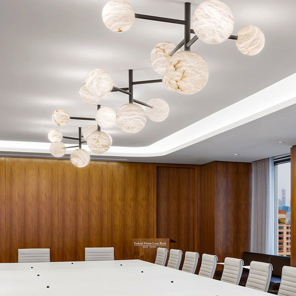 Sian Modern Sphere Delight - Modern Artistic Alabaster Pendant Light Chandelier Kevin Studio Inc