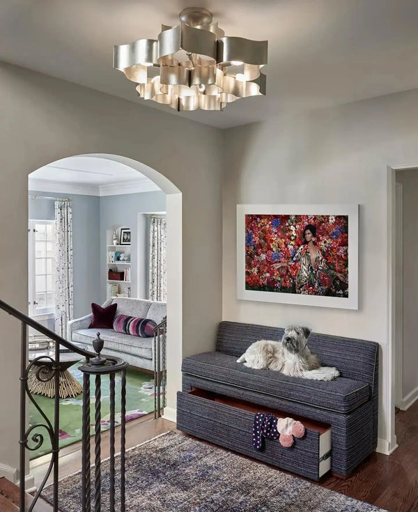 Silver leaf shape Chandelier For living room, bed room, Foyer Entryway - Arialamps