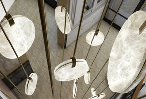 Soho Real Alabaster Disc Pendant Light, Pendant Lamp For Hallway, Staircase Pendant Light Kevinstudiolives