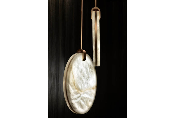 Soho Real Alabaster Disc Pendant Light, Pendant Lamp For Hallway, Staircase Pendant Light Kevinstudiolives
