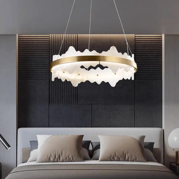 Spain Alabaster Brass Indoor Chandelier Lighting-Arialamps