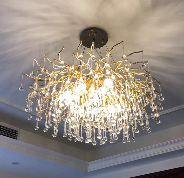 Stunning Tree Branch Crystal Chandelier with Clear Teardrop-shaped for Living/Dining Room-Chandeliers-Arialamps